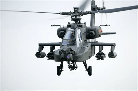 Een vliegende Apache helikopter
