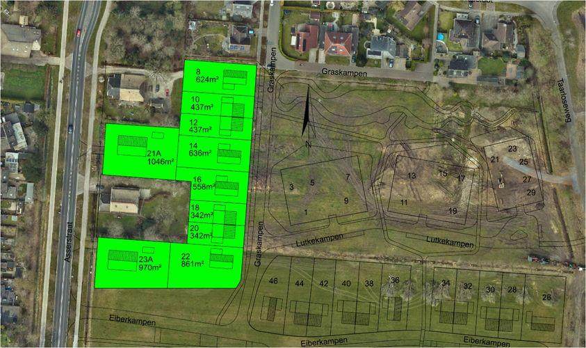 een afbeelding van de bouwkavels in Vries Zuid