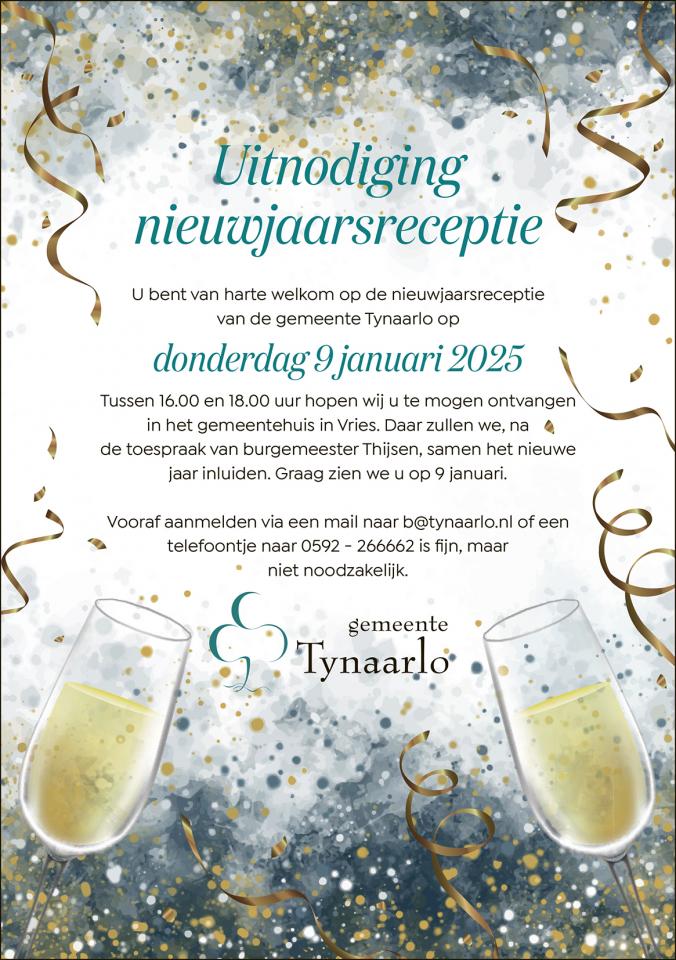 een uitnodiging voor de nieuwjaarsreceptie van de gemeente